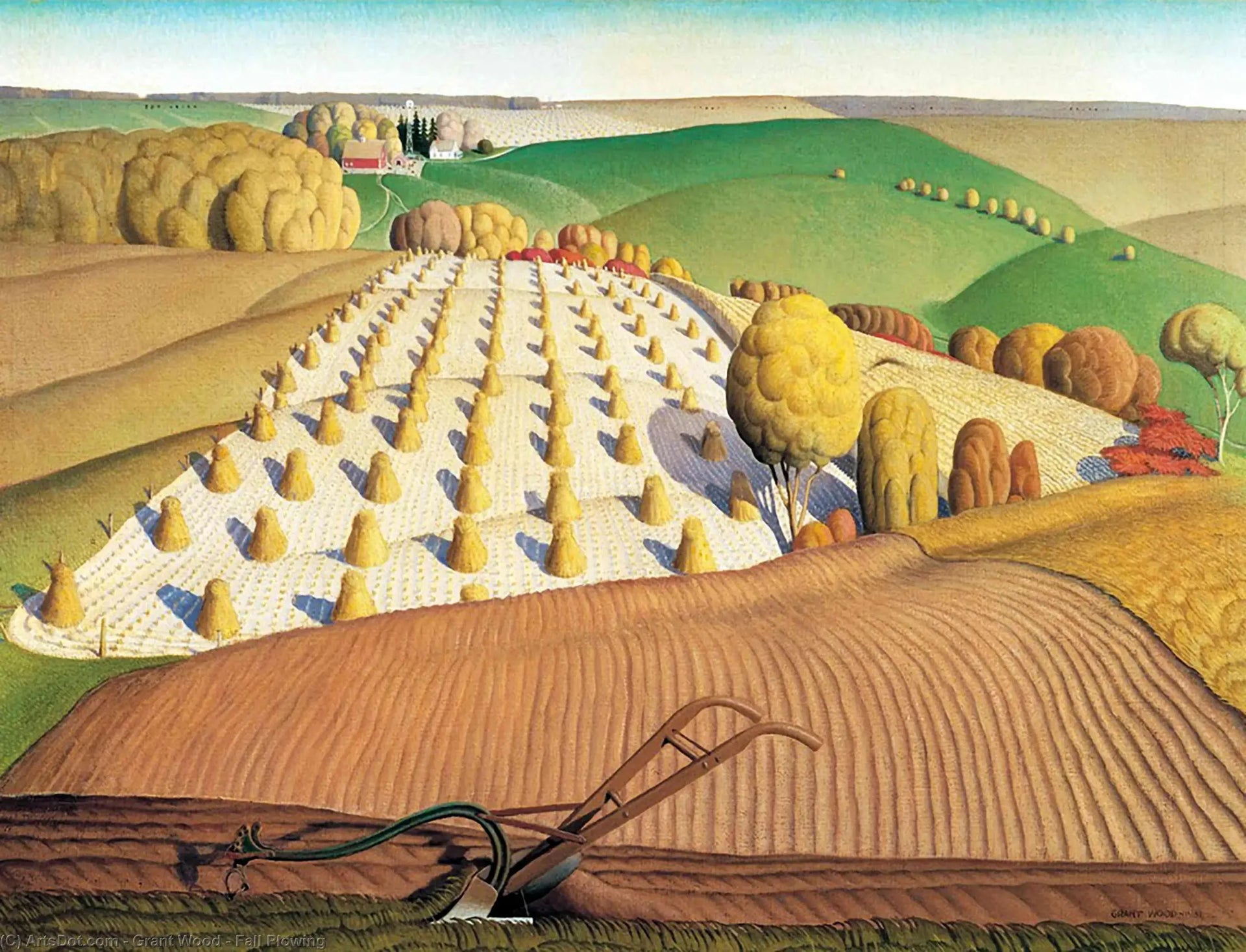 Labour d'automne - Grant Wood image 1 reproduction de peinture à l’huile