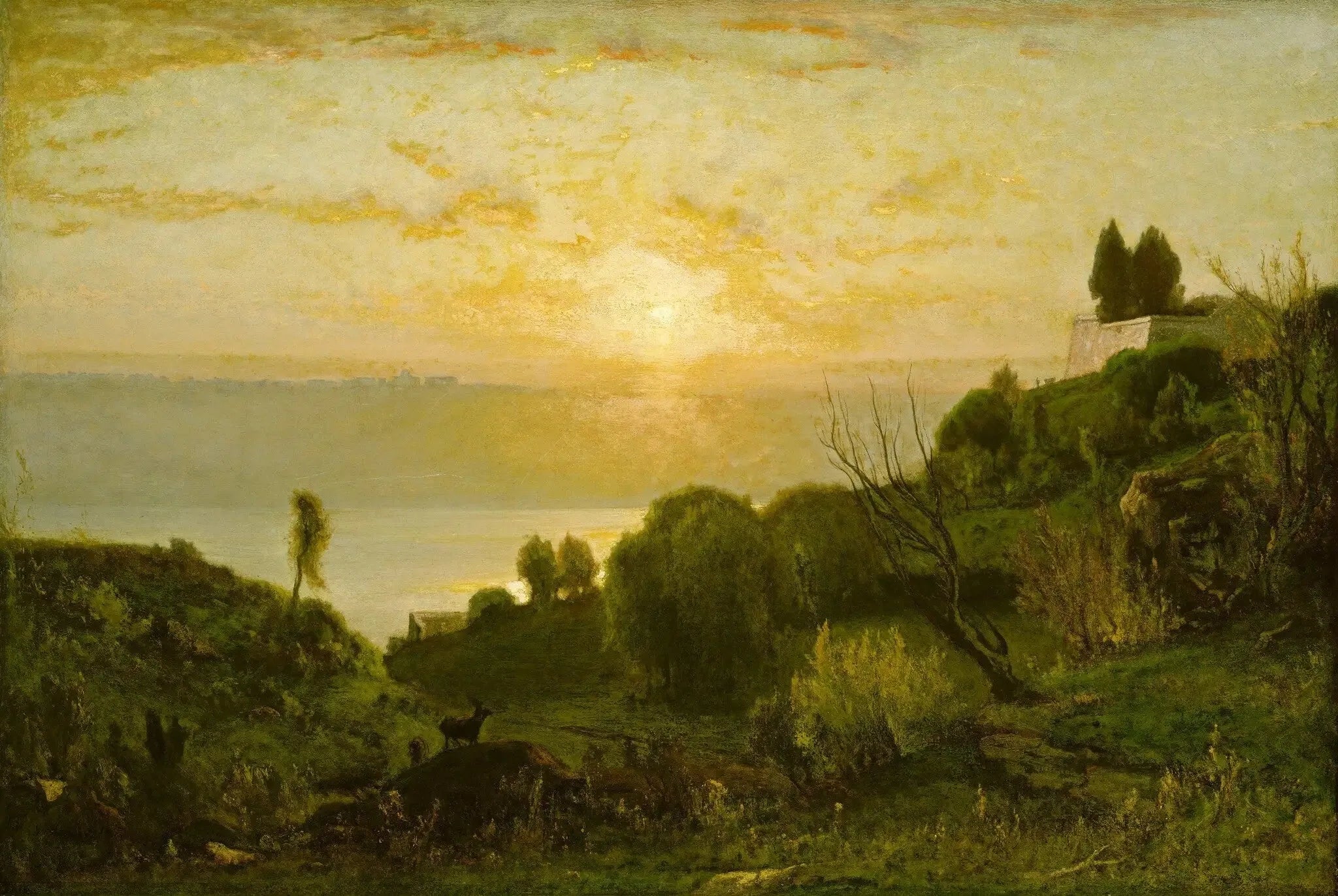 Lac Albano, coucher de soleil - George Inness image 1 reproduction artisanale de tableau