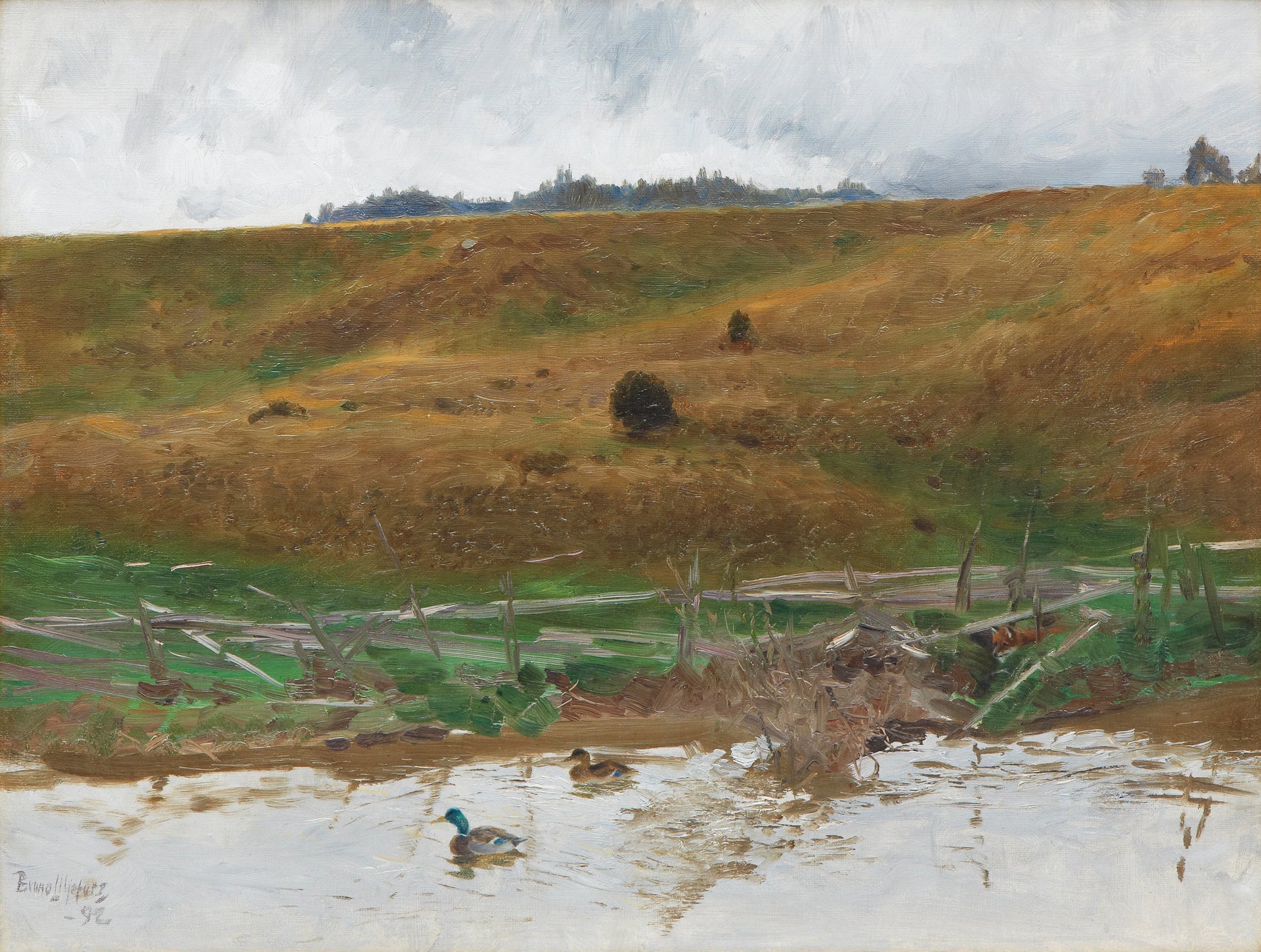 Lac avec des canards - Bruno Liljefors image 1 reproduction de peinture à l’huile