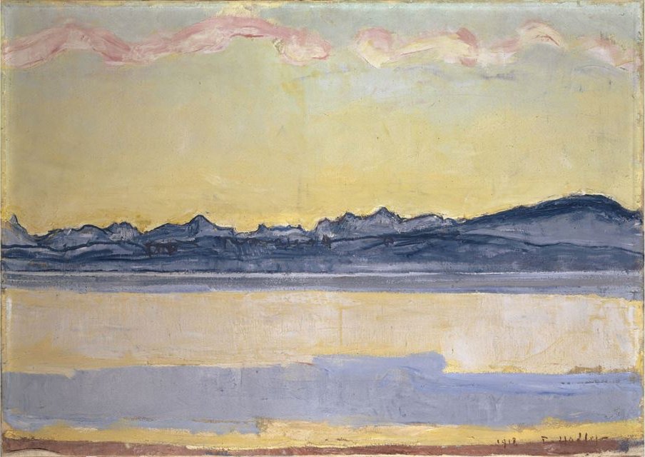 Lac de Genève et chaîne du Mont-Blanc à l'aurore - Ferdinand Hodler image 1 copie de tableau peinte à la main