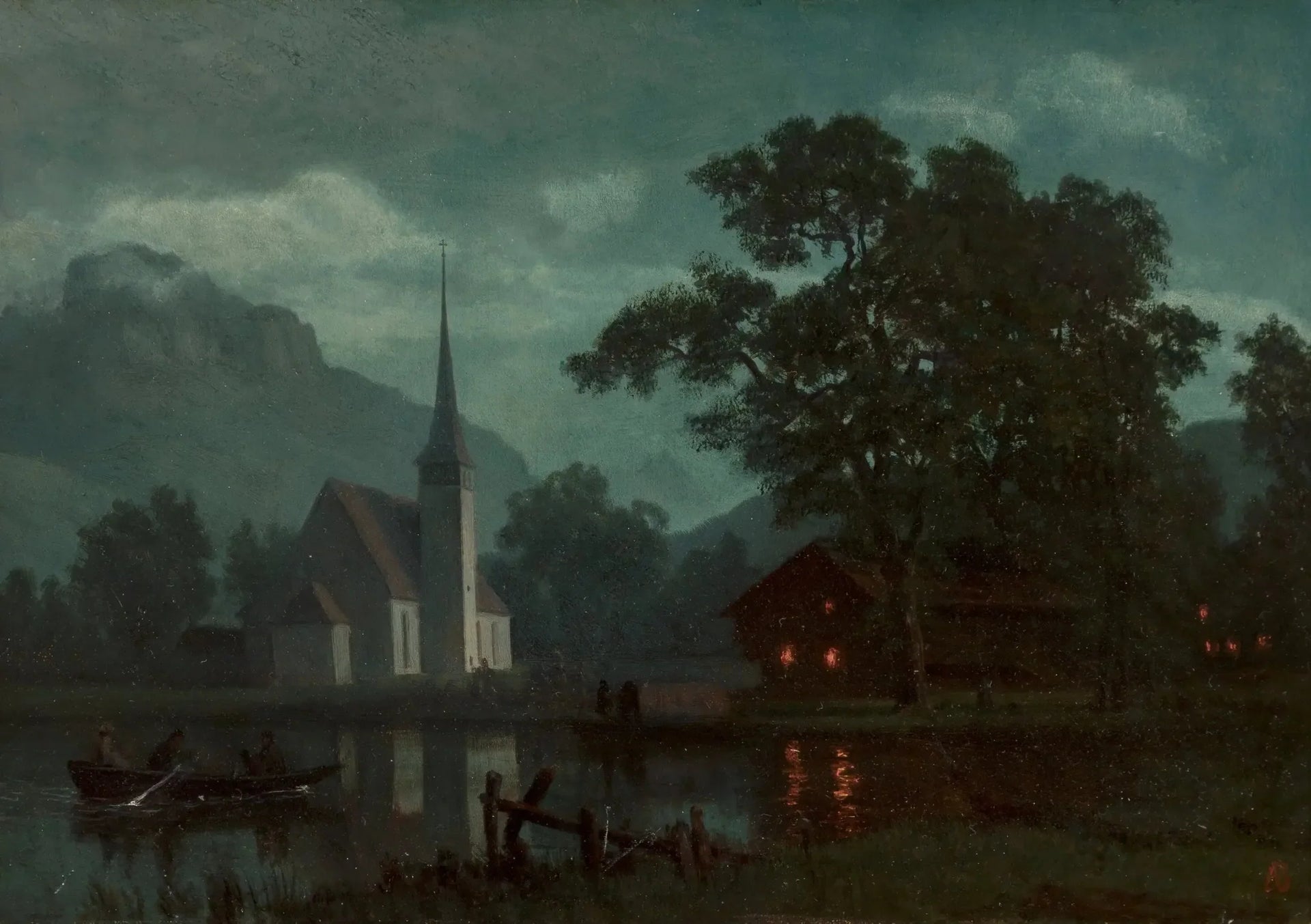 Lac des Quatre-Cantons, Suisse - Albert Bierstadt image 1 copie peinte à la main à l’huile