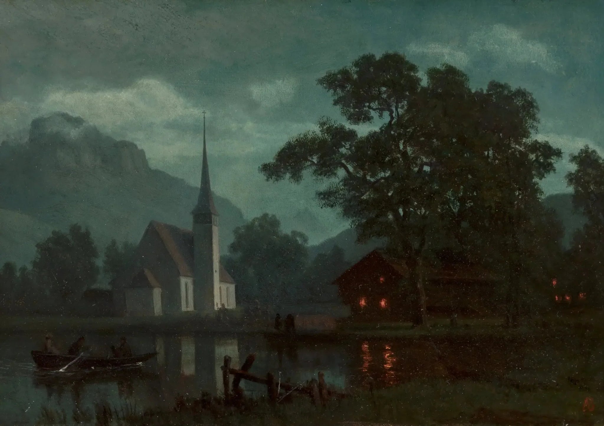 Lac des Quatre-Cantons, Suisse - Albert Bierstadt image 1 copie peinte à la main à l’huile
