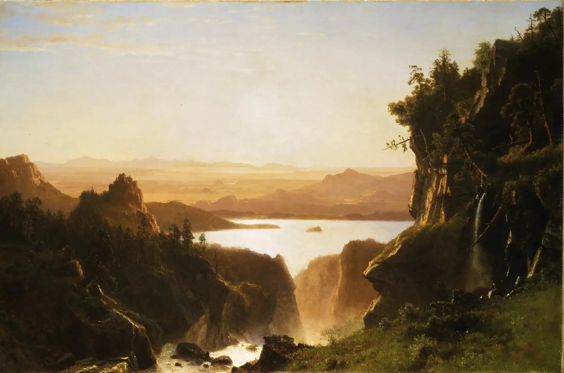 Lac Island, chaîne de Wind River, Wyoming - Albert Bierstadt image 1 reproduction artisanale de tableau