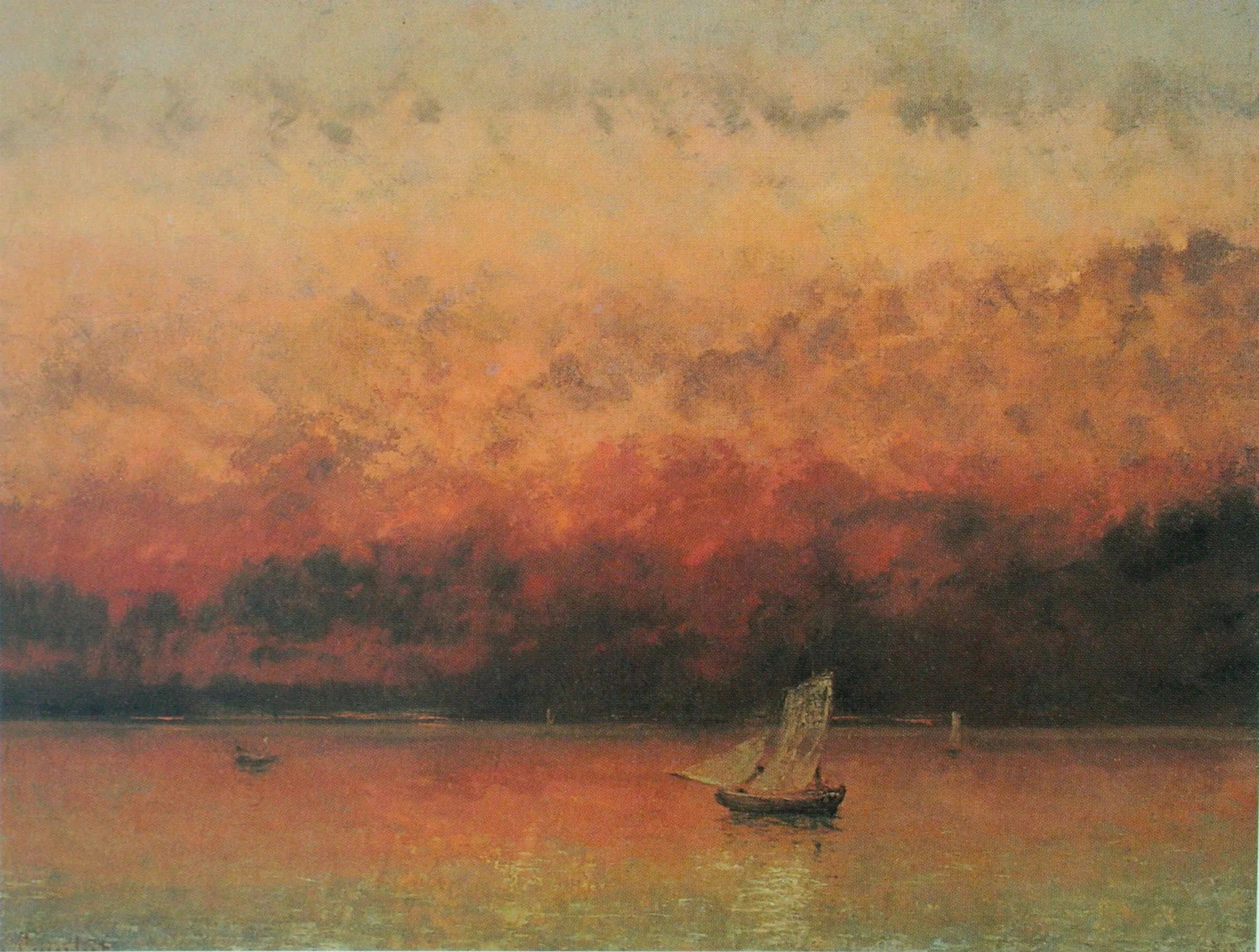 Lac Léman, soleil couchant - Gustave Courbet image 1 copie peinte à la main à l’huile