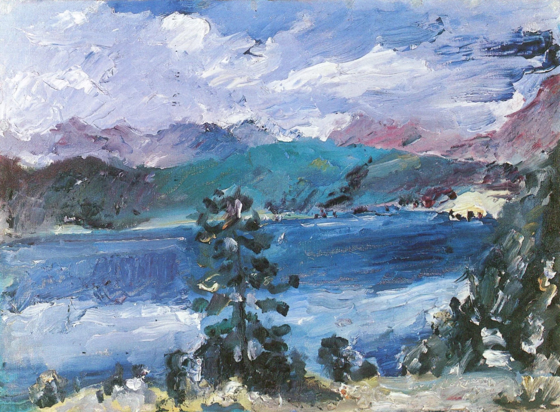 Lac Walchen avec mélèzes - Lovis Corinth image 1 tableau peint à l’huile sur toile