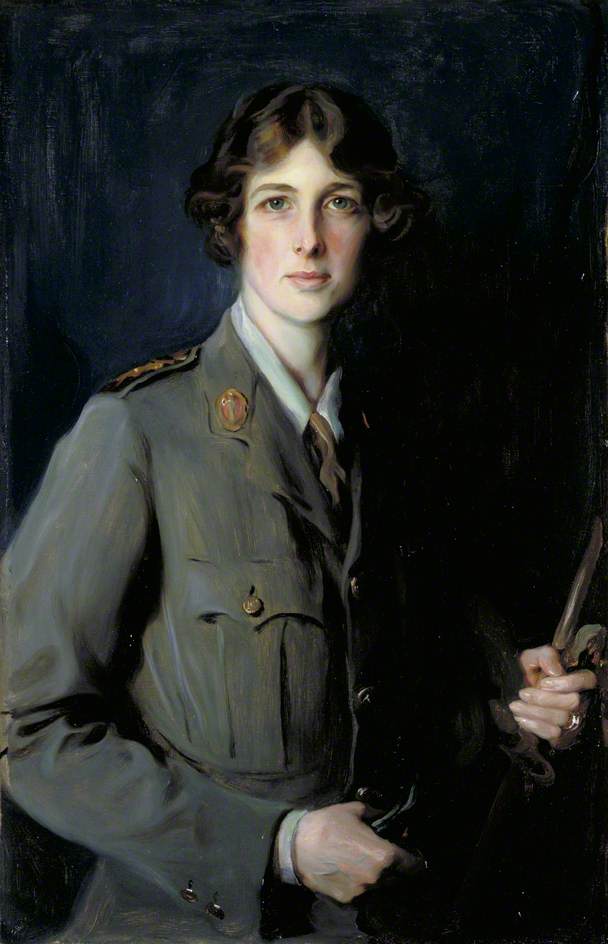 Lady Edith Helen Chaplin, marquise de Londonderry, DBE (1878-1959), en uniforme du Corps auxiliaire féminin de l'armée - Philip de László image 1 reproduction artisanale de tableau