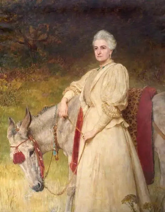 Lady Harriet Sarah Wantage (1837–1920) avec son âne égyptien - Briton Rivière