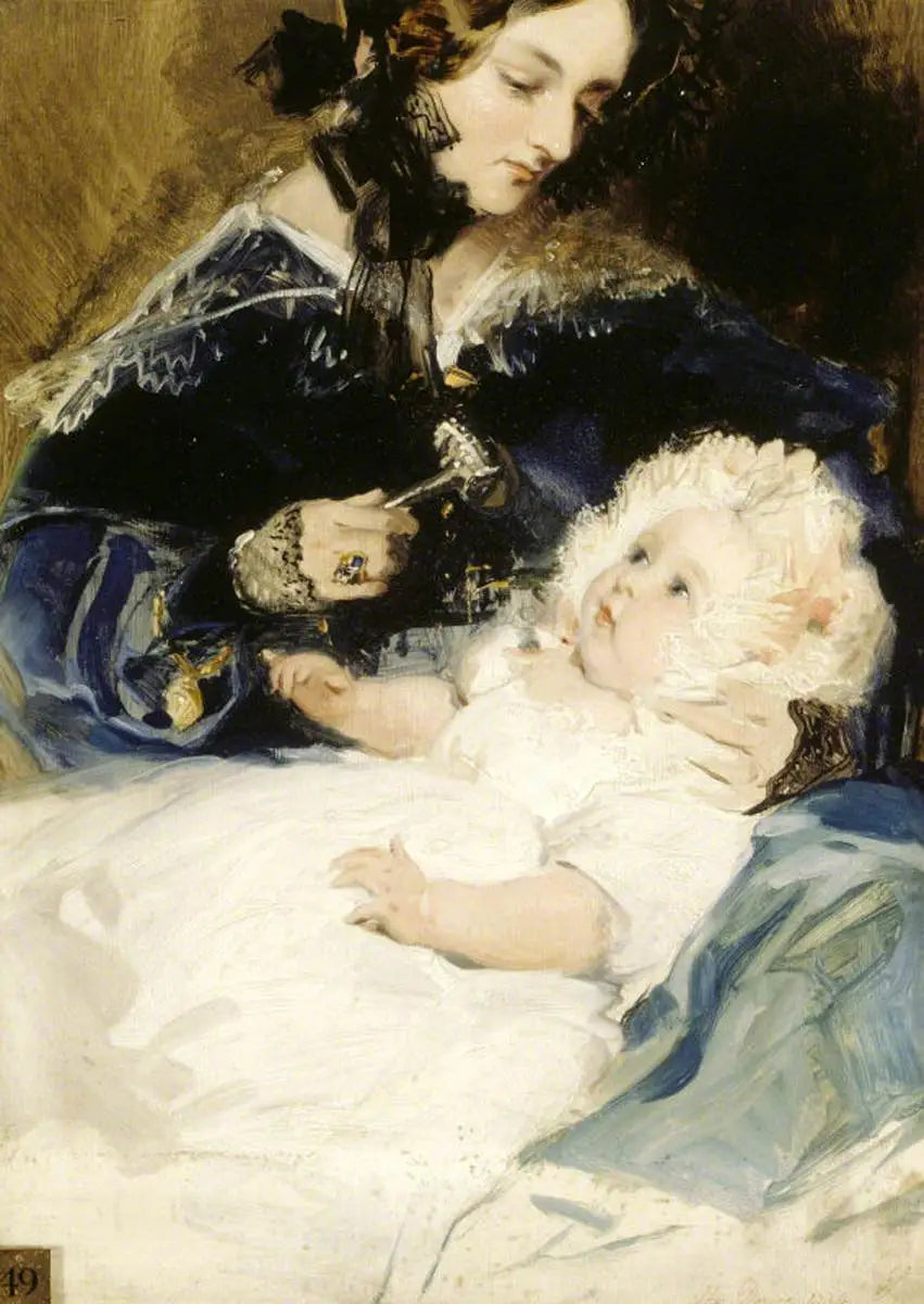 Lady Louisa Jane Russell, duchesse d'Abercorn (1812-1905) avec sa fille Lady Harriet Georgiana Louisa Hamilton, plus tard comtesse de Lichfield (1834-1913) - Edwin Henry Landseer