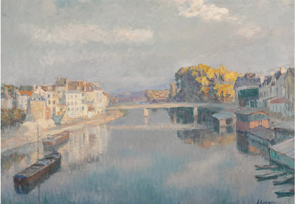Lagny, le pont et les bateaux-lavoirs sur la Marne - Henri Lebasque image 1 copie de tableau peinte à la main