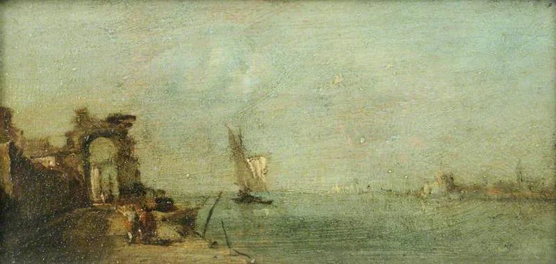 Lagune de Capriccio avec une arche en ruine - Francesco Guardi image 1 copie de tableau peinte à la main