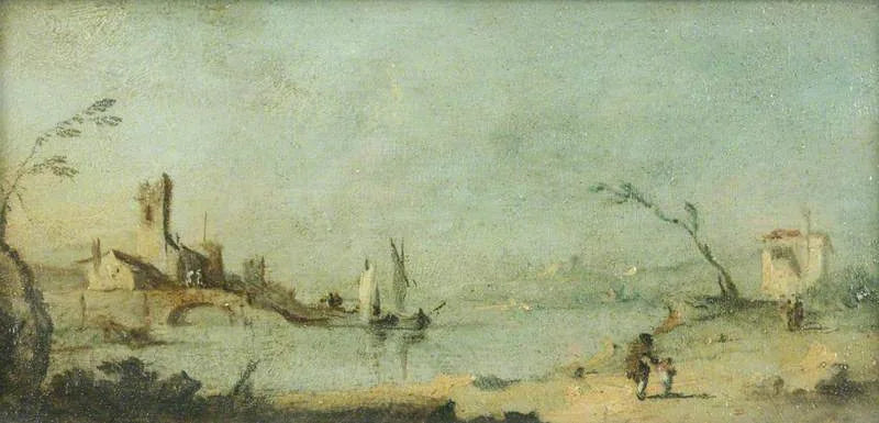 Lagune de Capriccio avec une église et un pont - Francesco Guardi image 1 copie peinte à la main à l’huile