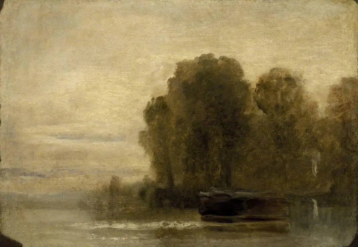 Lake or River with Trees on the Right - J. M. W. Turner image 1 reproduction de peinture à l’huile