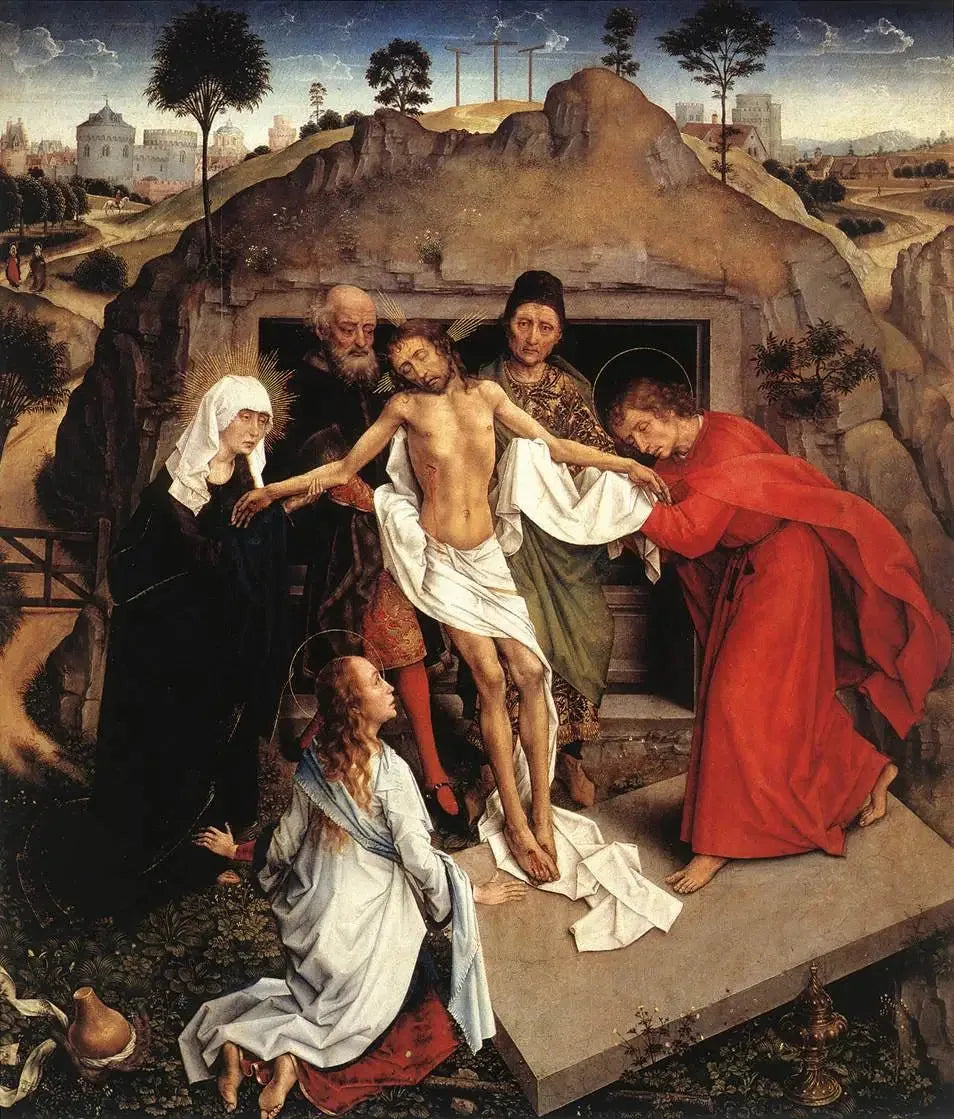 Lamentation sur le Christ mort et Mise au tombeau - Rogier van der Weyden image 1 reproduction de peinture à l’huile