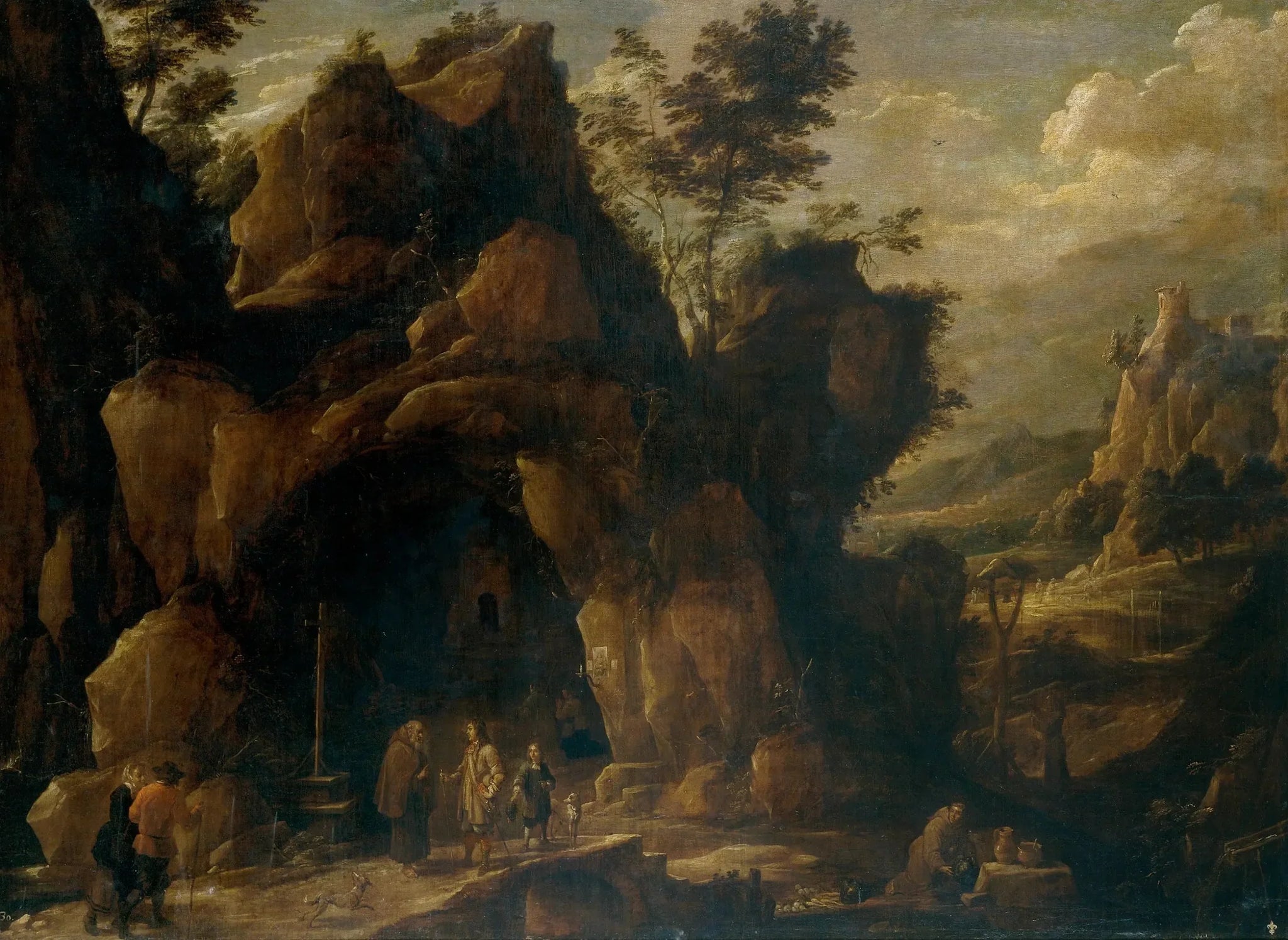 Landscape with Hermits - David Teniers le Jeune image 1 reproduction de peinture à l’huile