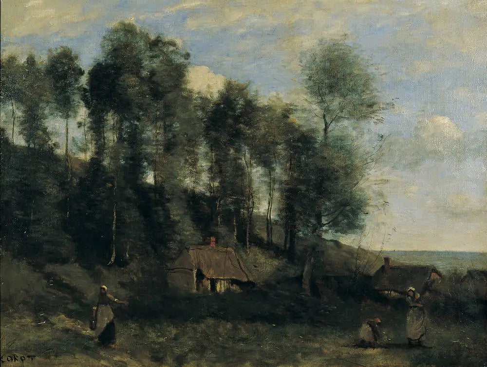 Landschaft bei Étretat - Jean-Baptiste Camille Corot image 1 copie peinte à la main à l’huile