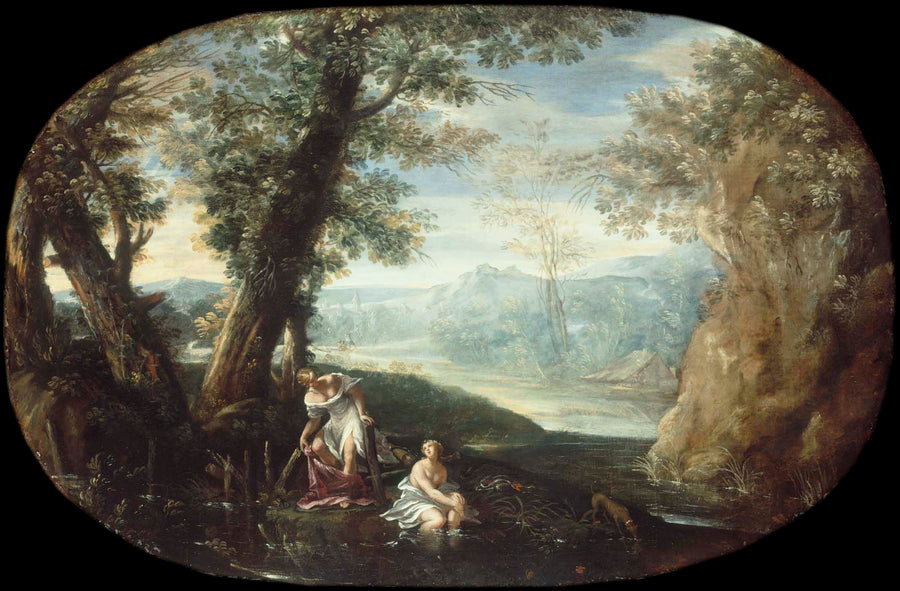 Landschaft mit badenden Frauen - Annibale Carracci