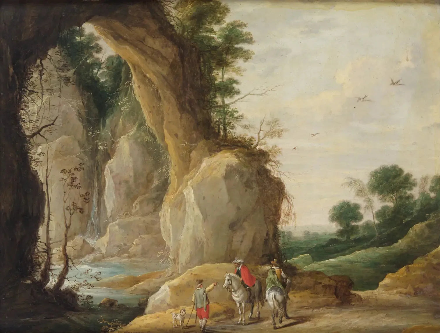 Landschaft mit Felsboden und zwei Reitern - David Teniers le Jeune image 1 copie de tableau peinte à la main