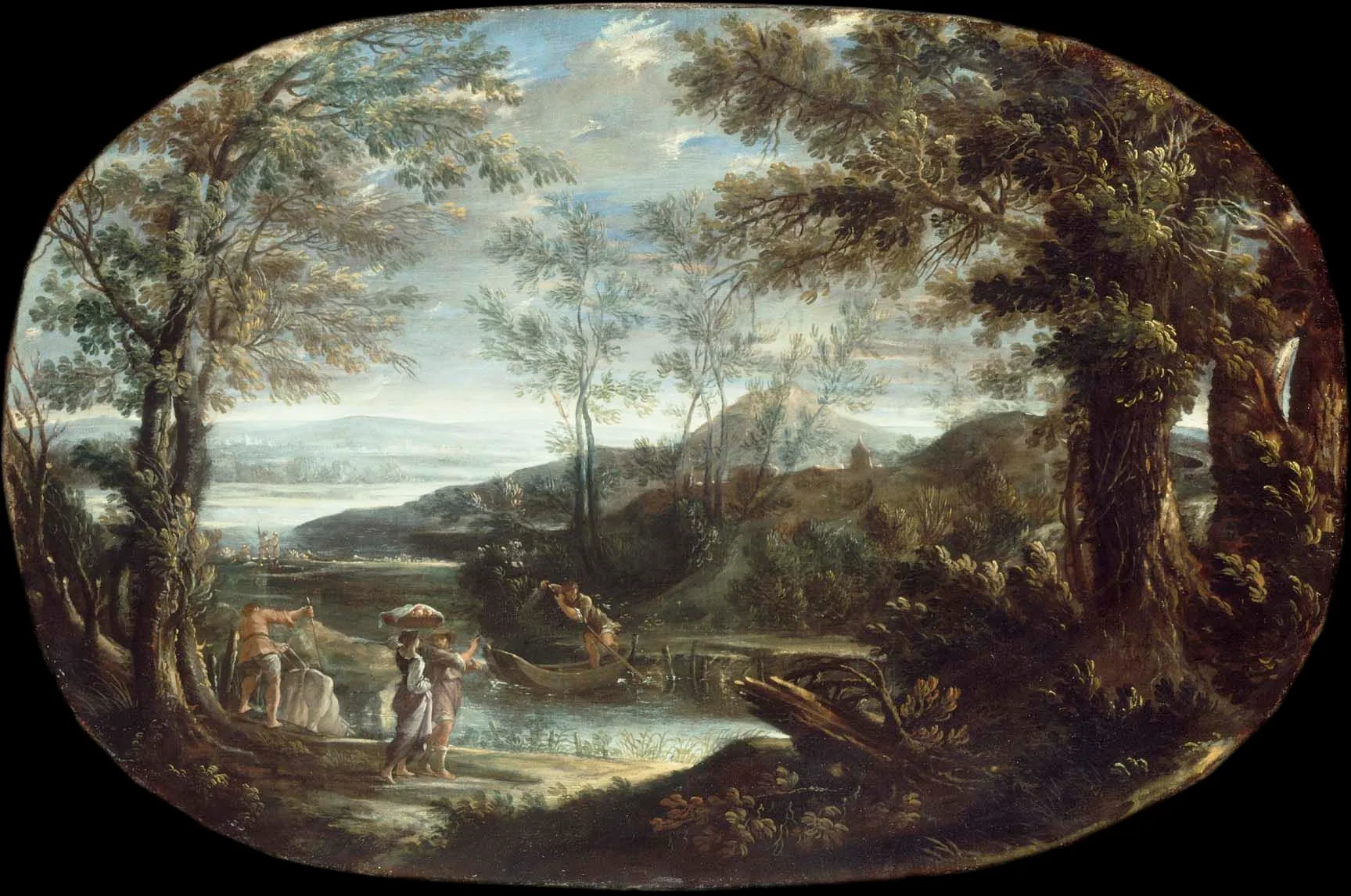 Landschaft mit Flussszene - Annibale Carracci image 1 copie de tableau peinte à la main