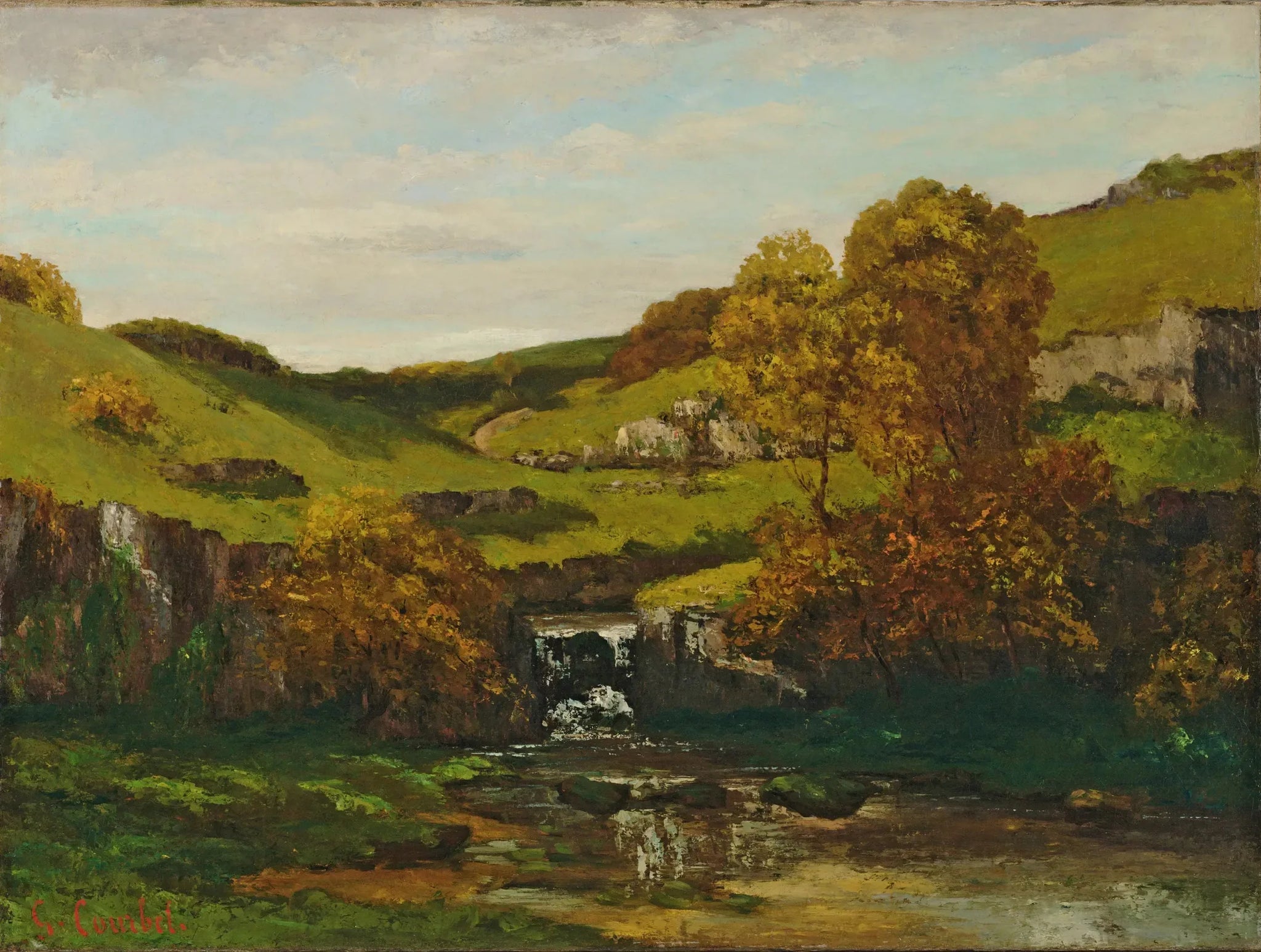 Landschaft mit Wasserfall - Gustave Courbet image 1 reproduction d’œuvre d’art à l’huile