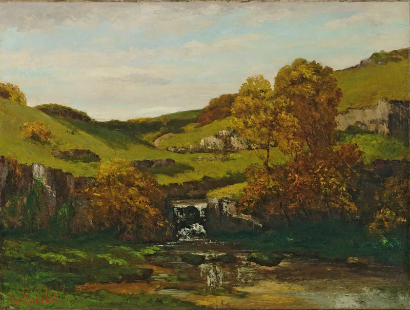 Landschaft mit Wasserfall - Gustave Courbet