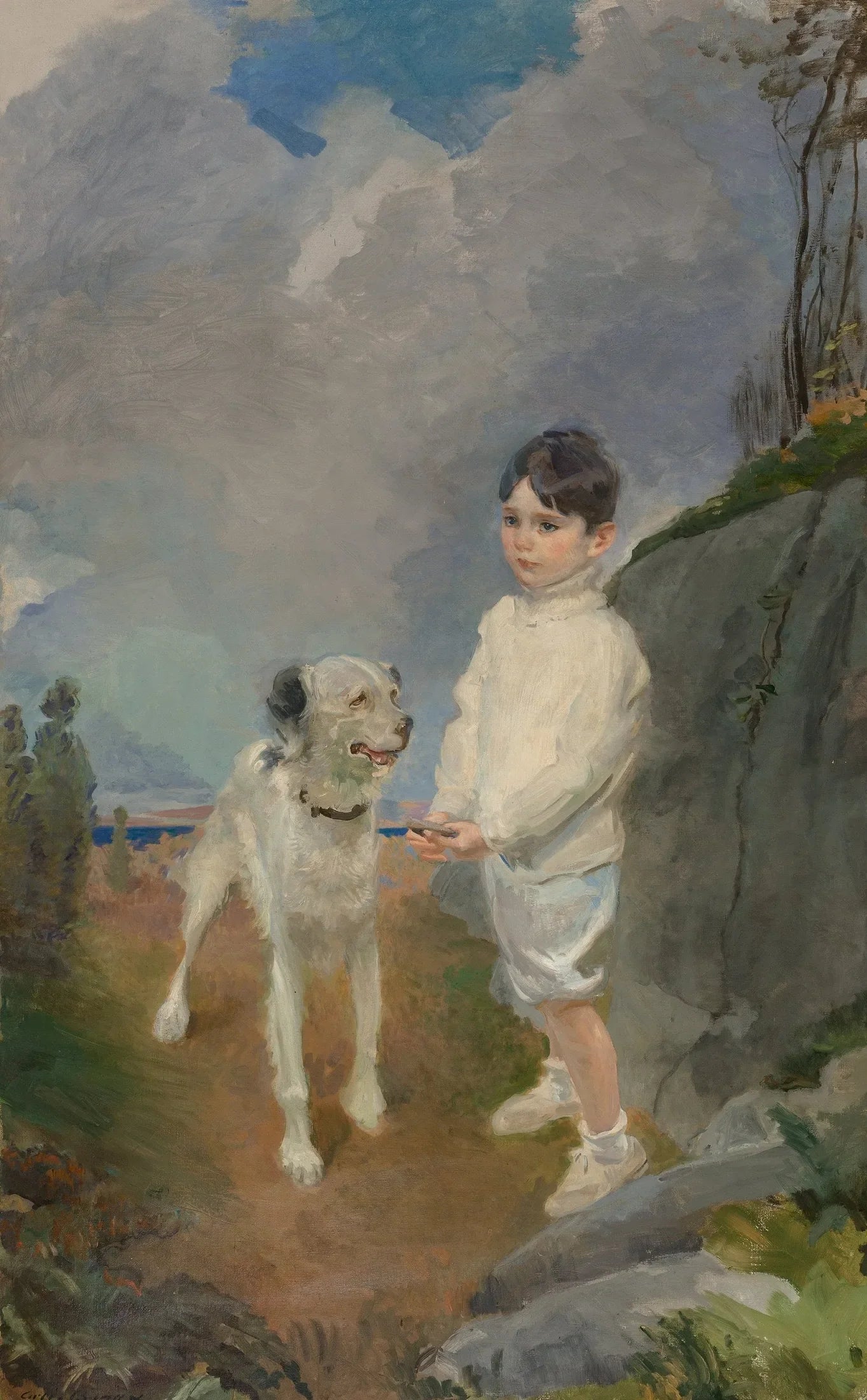 Lane Lovell et son chien - Cecilia Beaux image 1 reproduction de peinture à l’huile