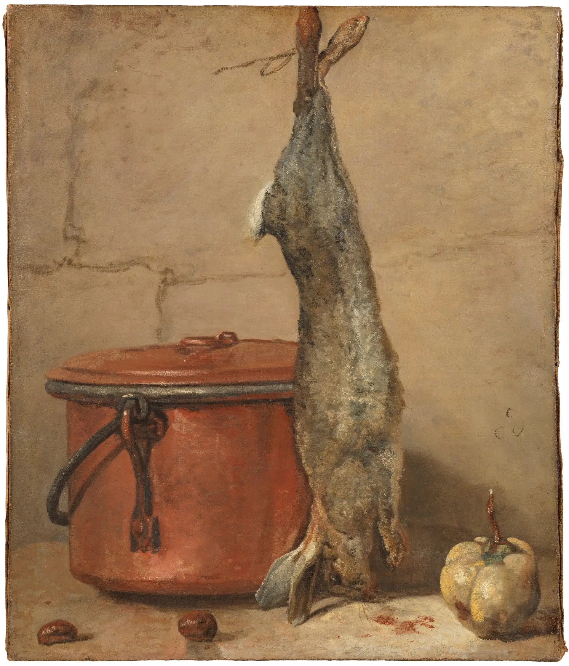 Lapin et marmite en cuivre - Jean Siméon Chardin image 1 copie peinte à la main à l’huile