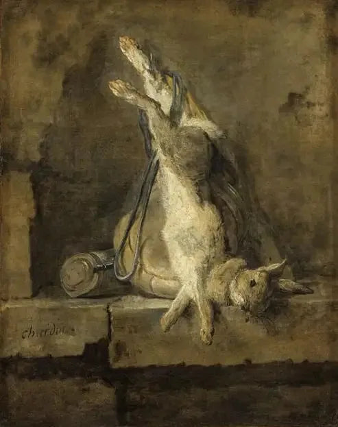 Lapin mort et Attirail de chasse - Jean Siméon Chardin image 1 copie de tableau peinte à la main
