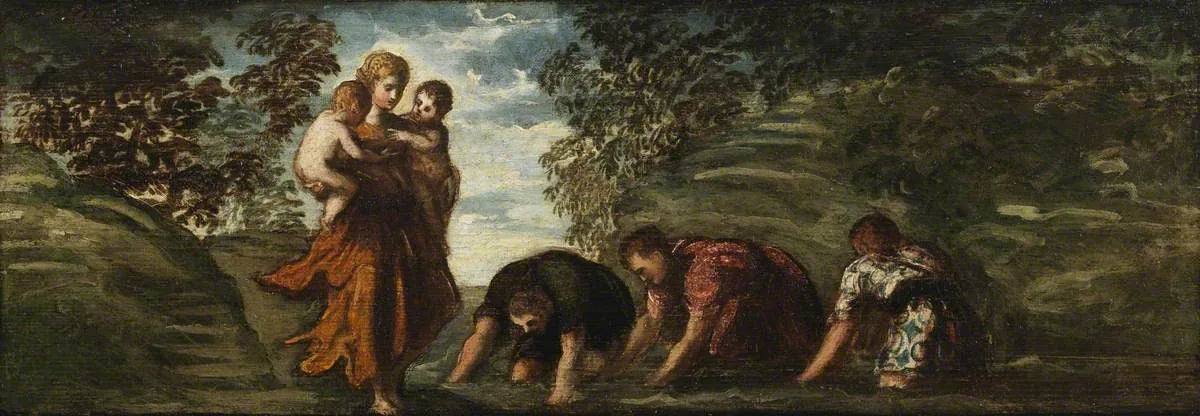Latone changeant les paysans lyciens en grenouilles - Jacopo Tintoretto image 1 reproduction artisanale de tableau