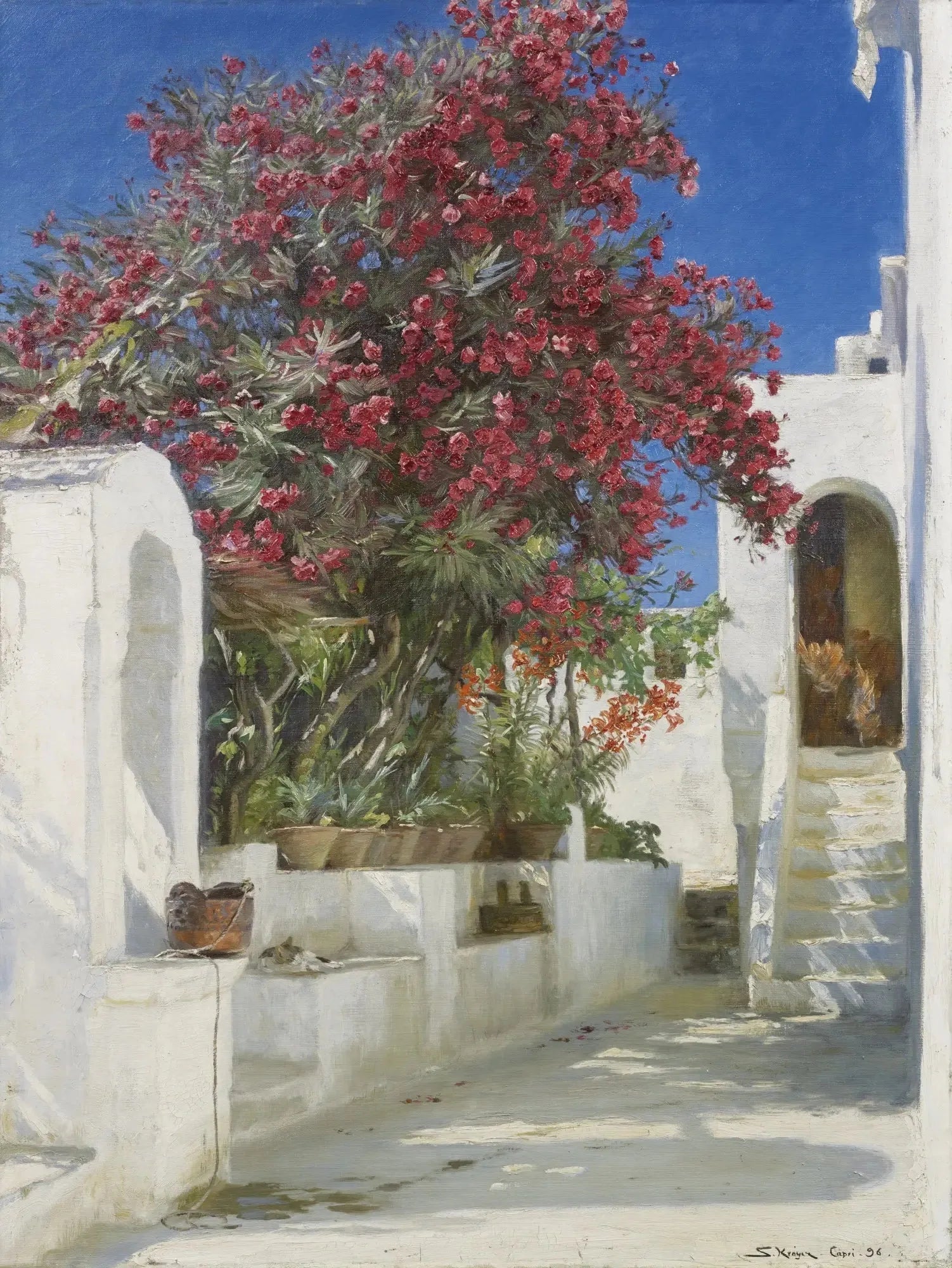Lauriers roses en fleurs, Capri - Peder Severin Krøyer image 1 reproduction de peinture à l’huile