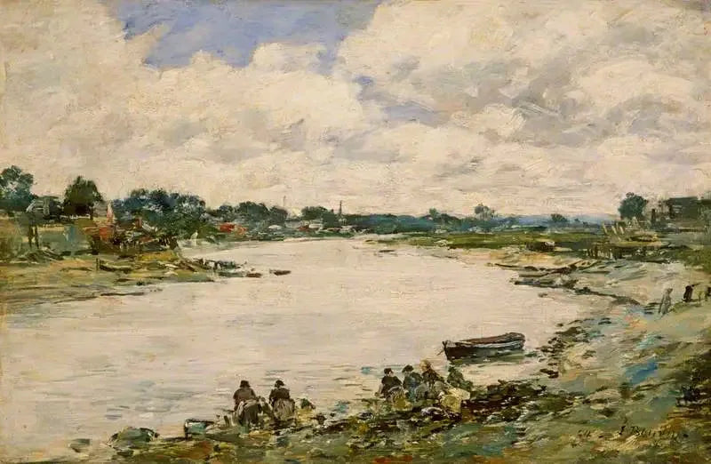 Lavandières au bord de la Touques - Eugène Boudin image 1 reproduction artisanale de tableau