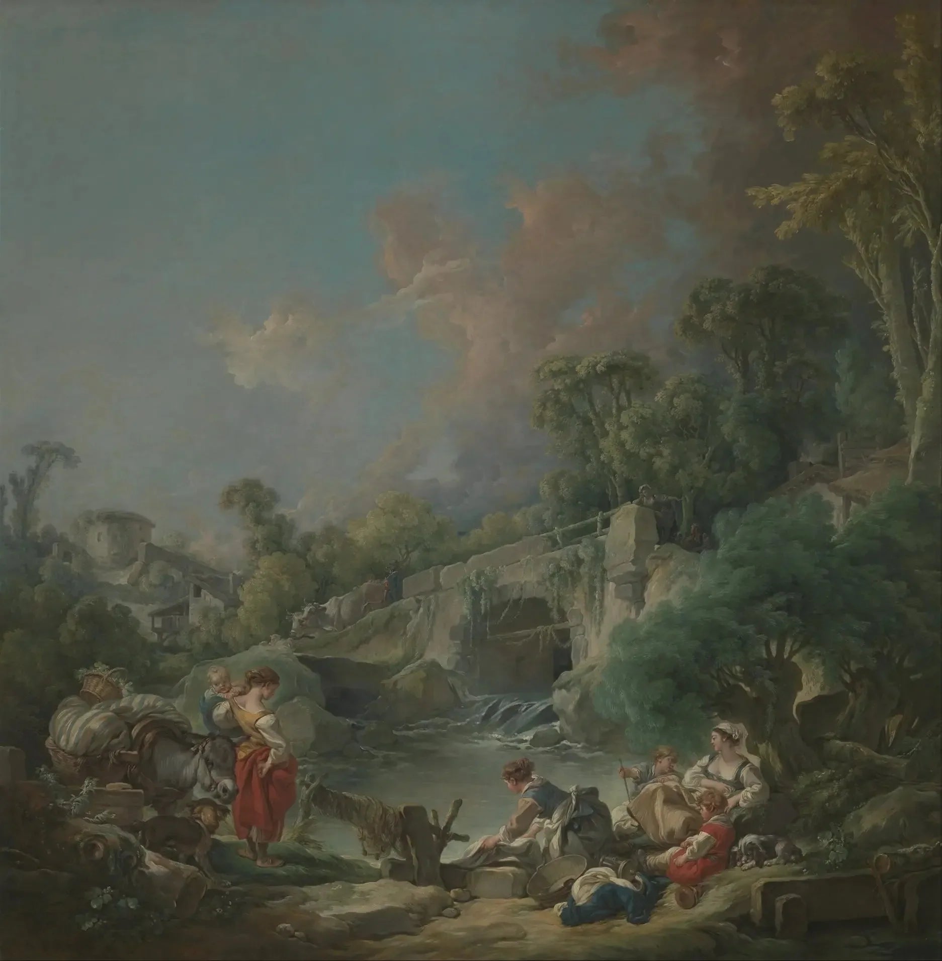 Lavandières - François Boucher image 1 reproduction artisanale de tableau