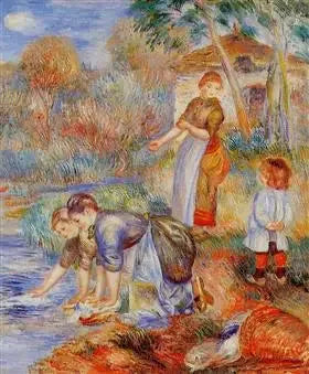 Lavandières - Pierre-Auguste Renoir image 1 copie peinte à la main à l’huile