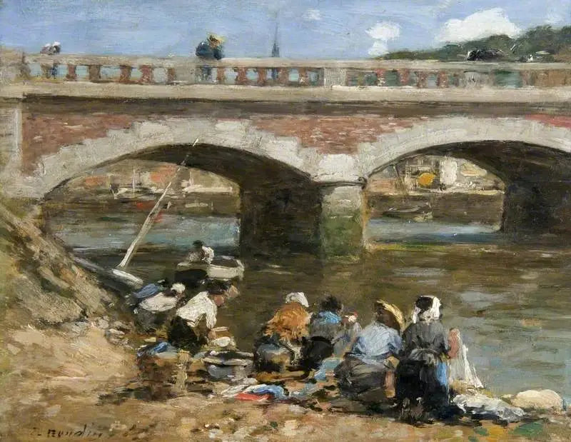 Lavandières sur les bords de la Touques - Eugène Boudin image 1 reproduction de peinture à l’huile