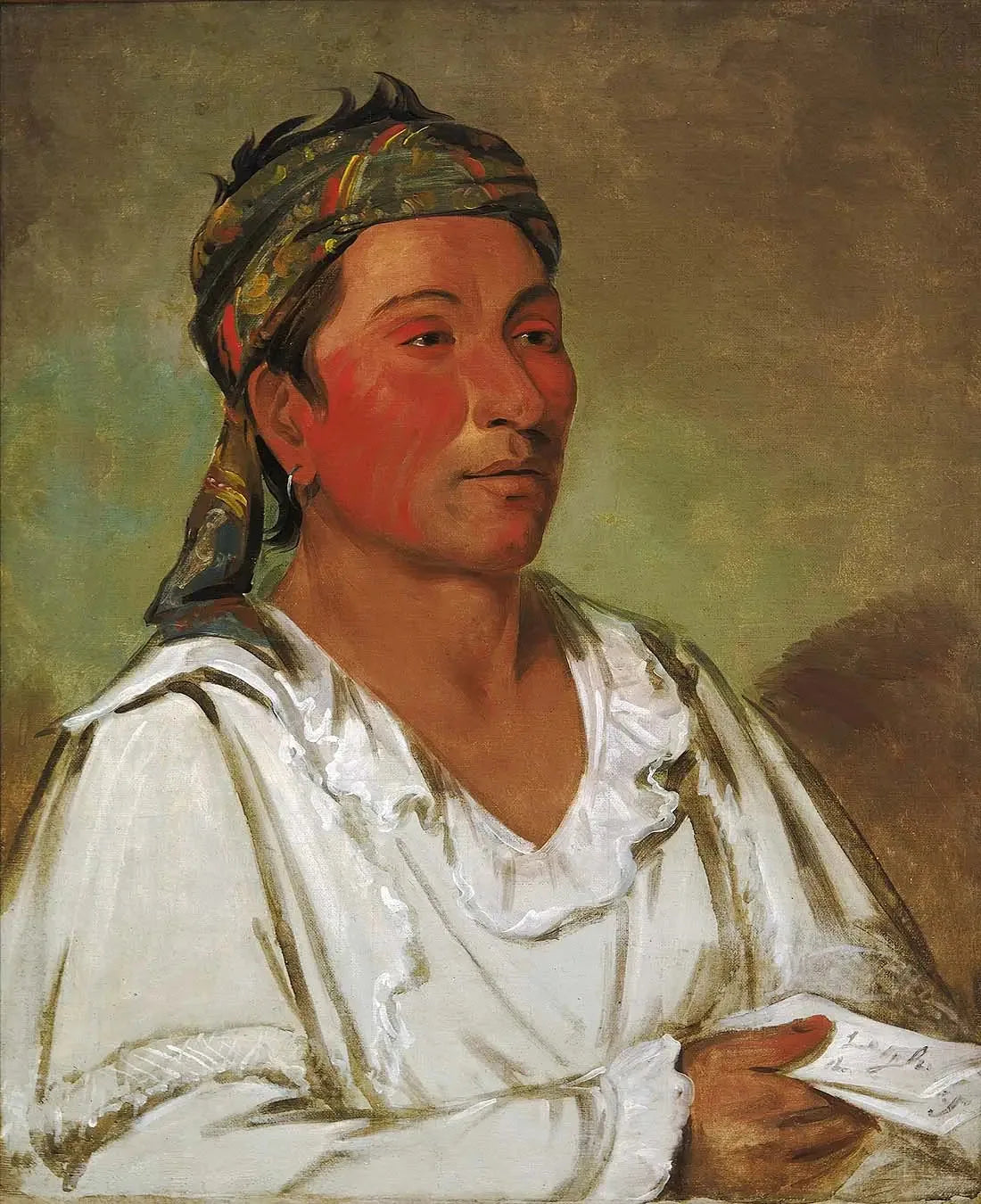 Lay-lóo-ah-pee-ái-shee-kaw, herbe, buisson et fleur, semi-civilisé - George Catlin image 1 reproduction d’œuvre d’art à l’huile