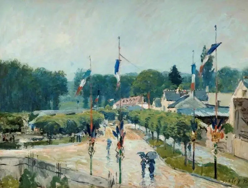 Le 14 juillet à Marly - Alfred Sisley image 1 copie de tableau peinte à la main