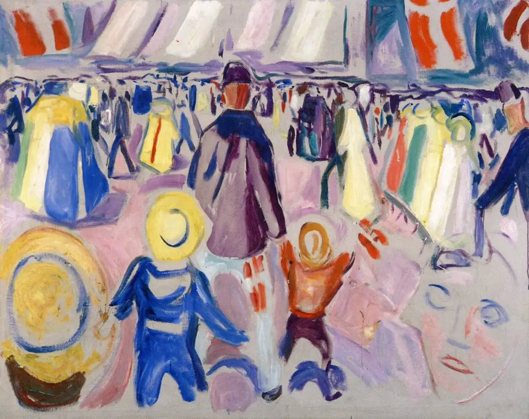 Le 17 mai dans une petite ville norvégienne - Edvard Munch image 1 copie de tableau peinte à la main