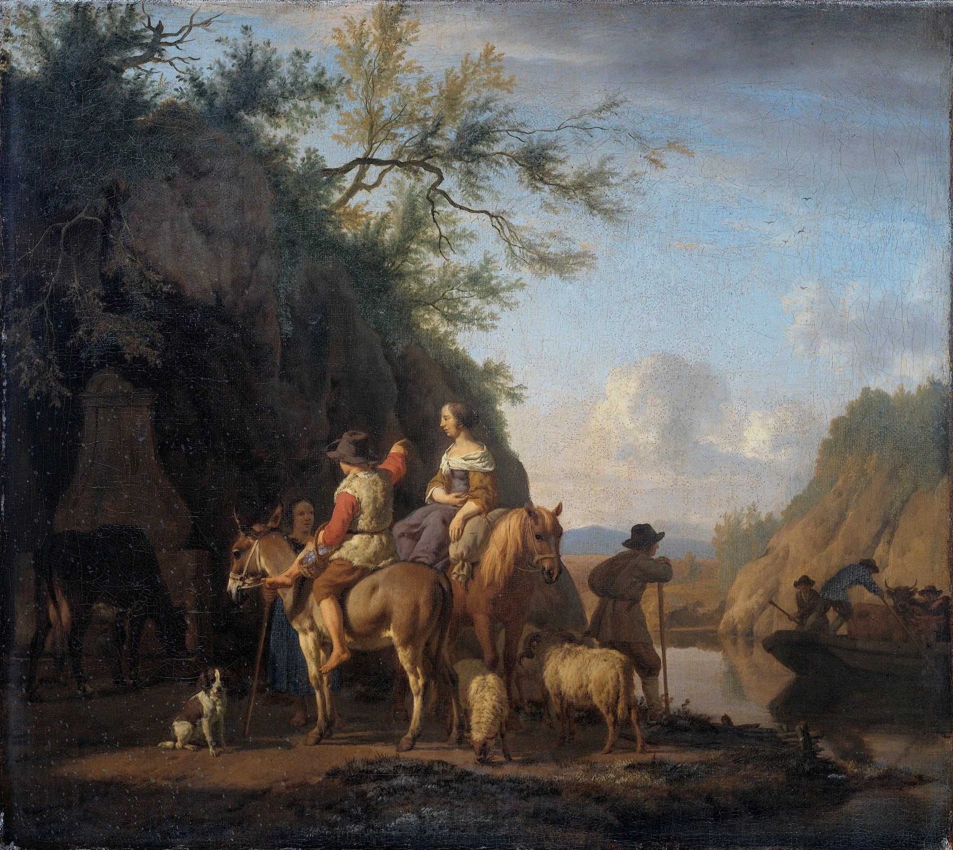 Le Bac du bétail - Adriaen van de Velde image 1 copie de tableau peinte à la main