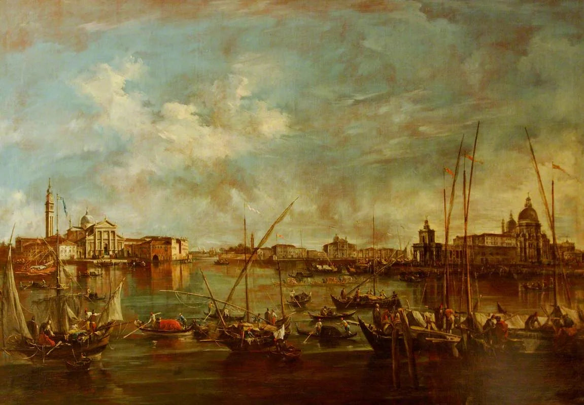 Le Bacino di San Marco avec les églises de San Giorgio Maggiore et Santa Maria della Salute, Venise - Francesco Guardi image 1 reproduction artisanale de tableau