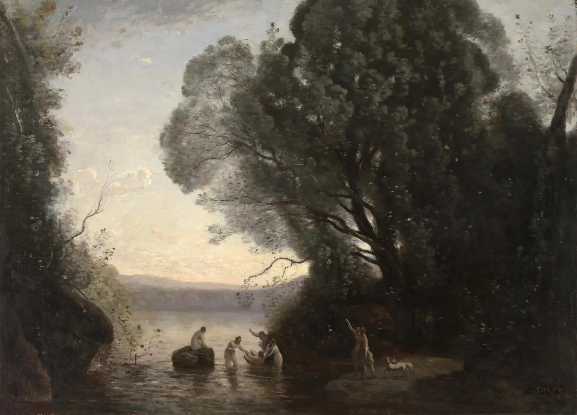 Le Bain de Diane - Jean-Baptiste Camille Corot image 1 tableau peint à l’huile sur toile