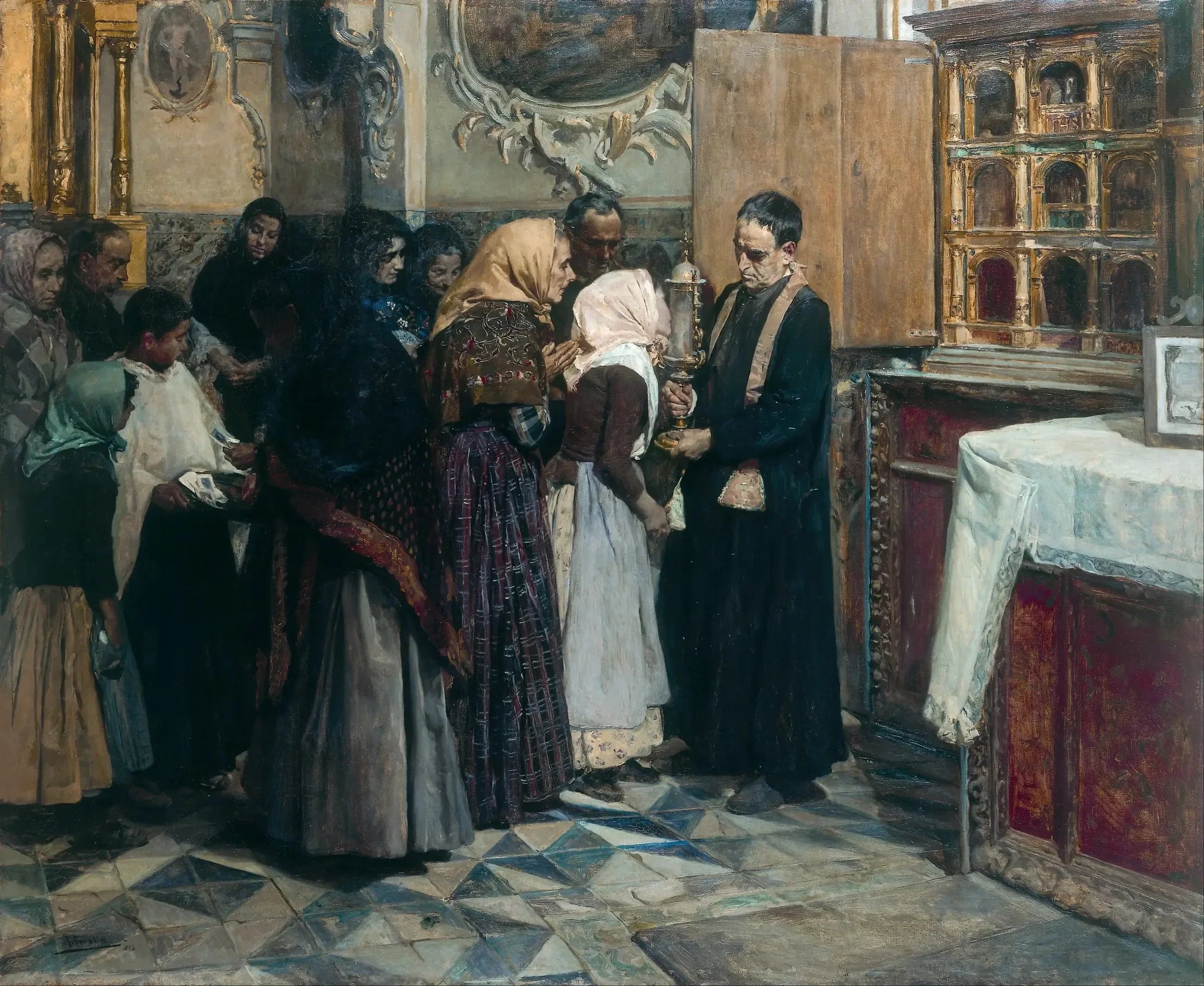 Le Baiser à la relique - Joaquín Sorolla image 1 tableau peint à l’huile sur toile