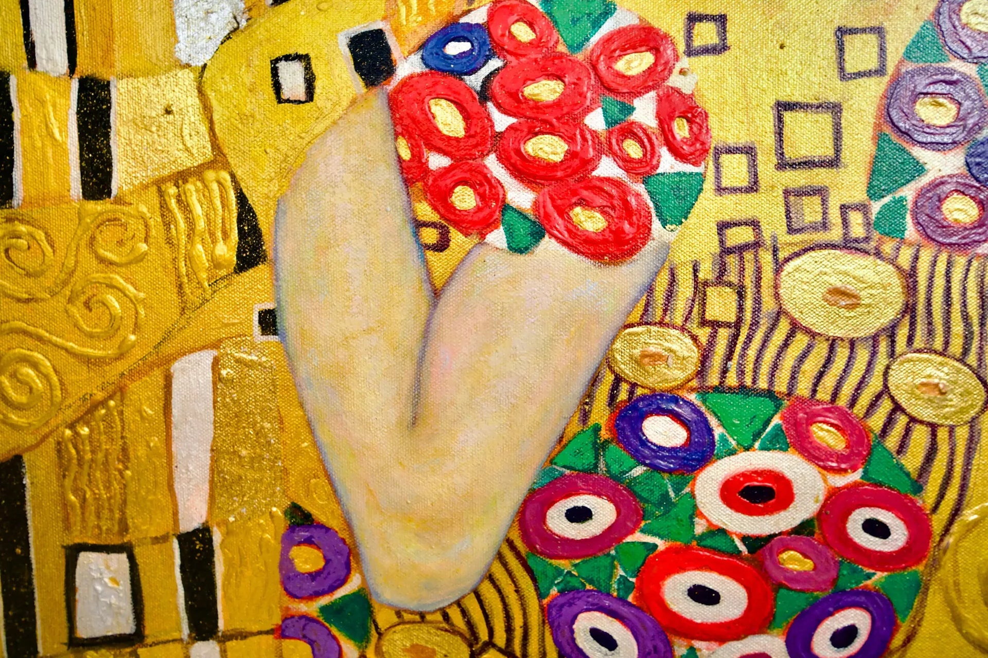 Le Baiser Réimaginé par Master Apollon | 200 x 200 cm image 14 tableau peint à l’huile sur toile