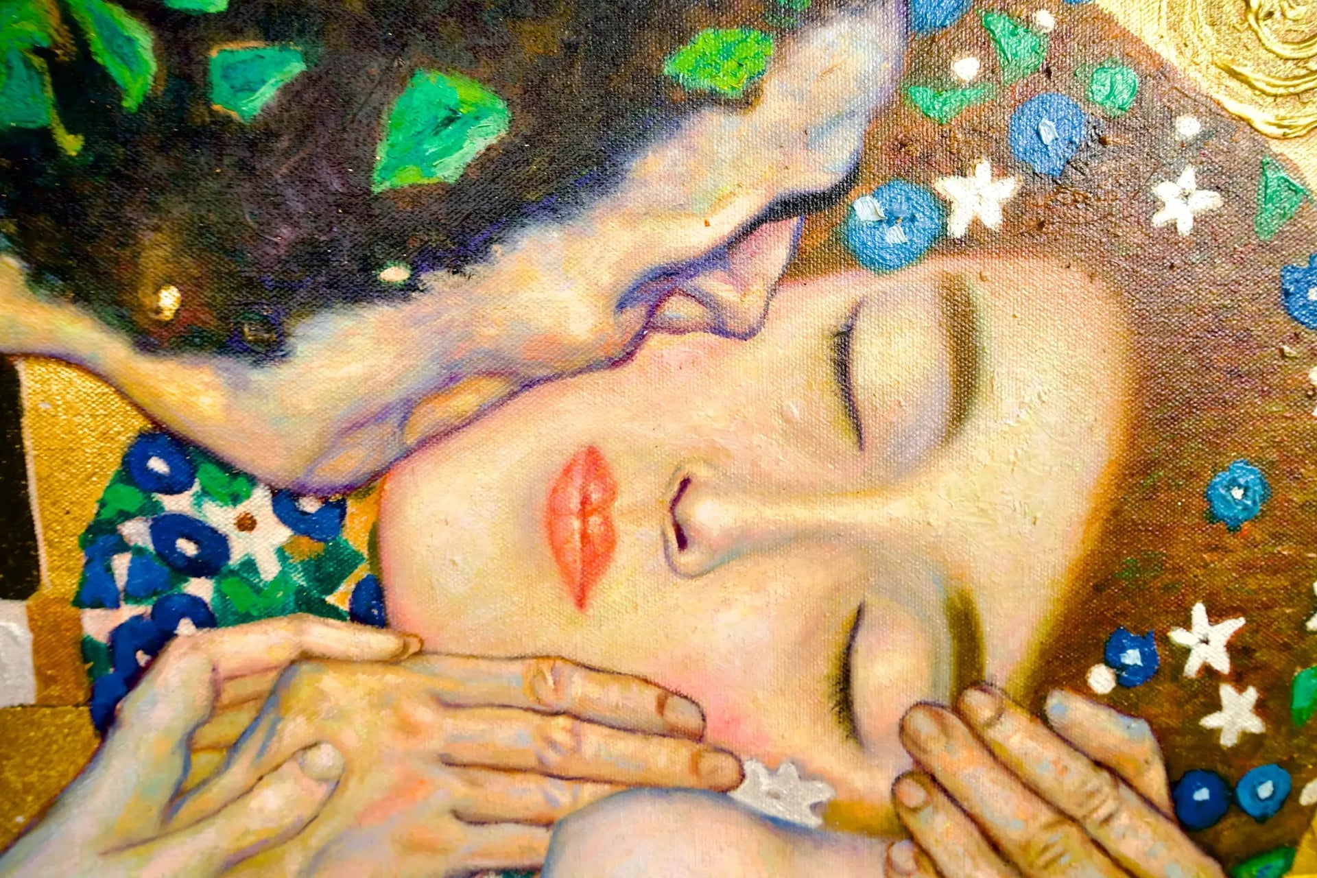 Le Baiser Réimaginé par Master Apollon | 200 x 200 cm image 8 reproduction artisanale de tableau