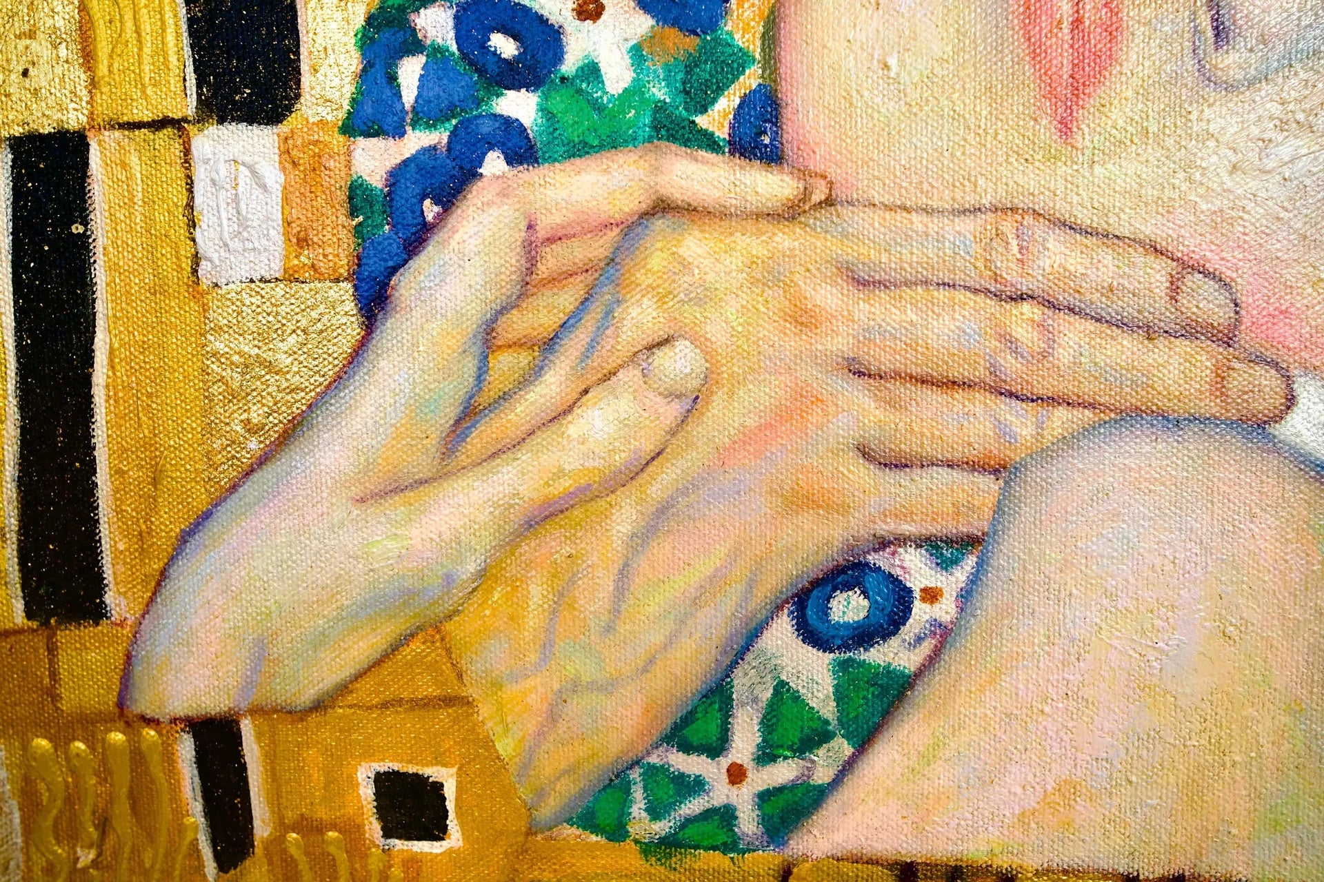 Le Baiser Réimaginé par Master Apollon | 200 x 200 cm image 9 copie peinte à la main à l’huile
