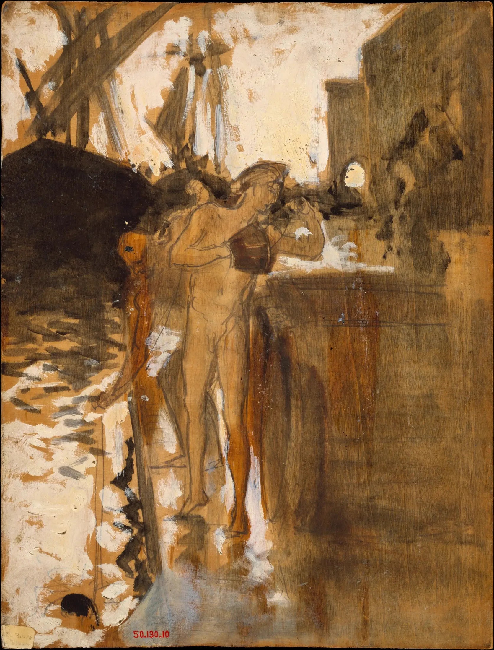 Le Balcon, Espagne [et] Deux baigneuses nues debout sur un quai - John Singer Sargent image 1 reproduction artisanale de tableau