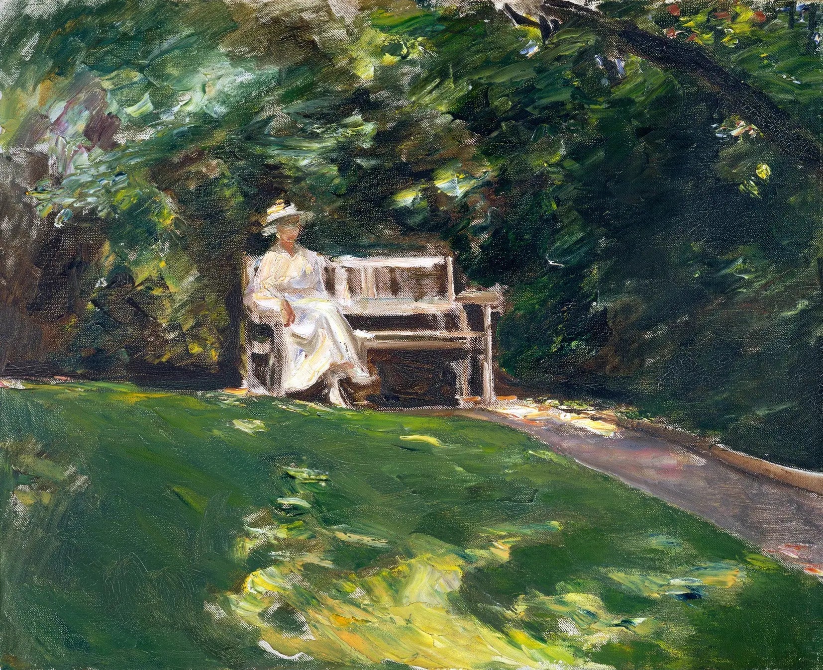Le banc de jardin - Max Liebermann image 1 copie peinte à la main à l’huile
