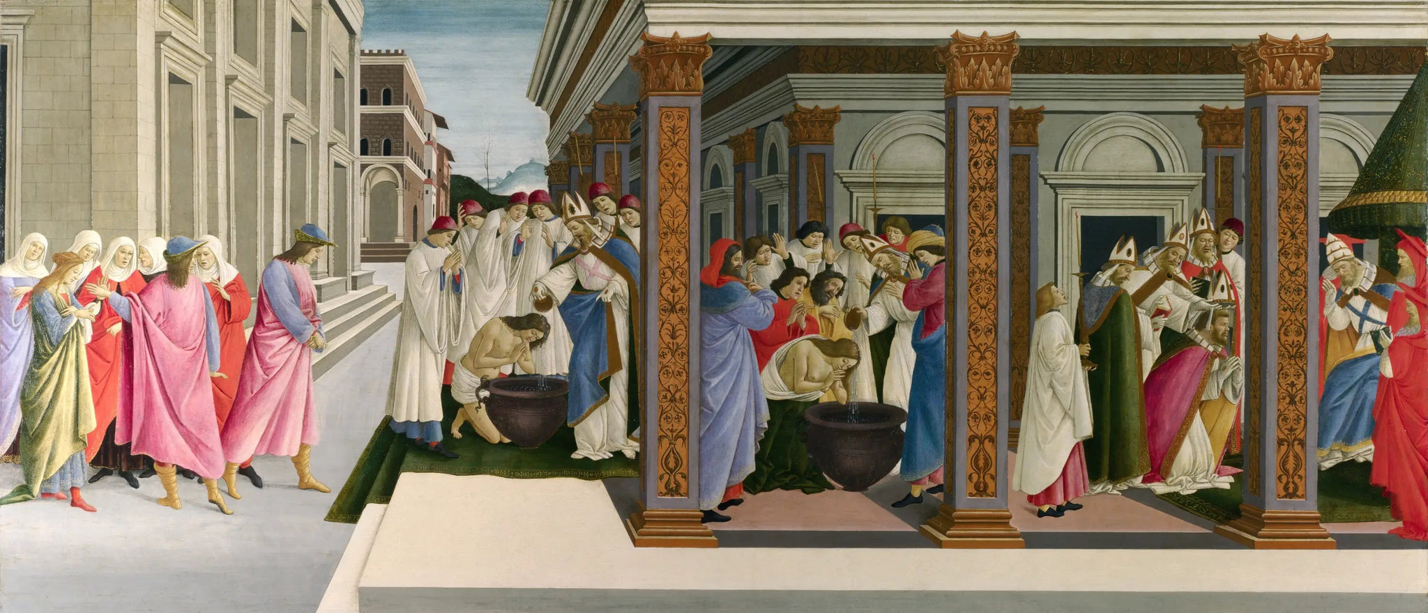 Le Baptême de Zénobe et son Ordination en tant qu'évêque - Sandro Botticelli image 1 copie peinte à la main à l’huile