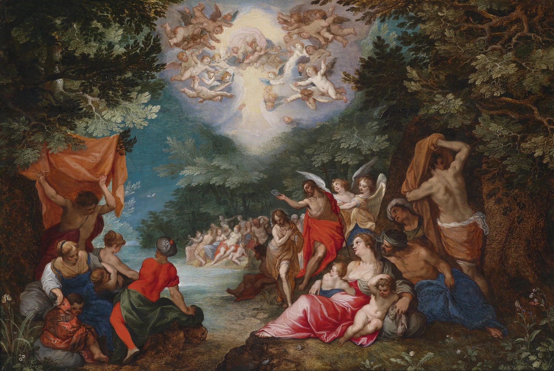 Le baptême du Christ dans le Jourdain - Jan Brueghel l'Ancien image 1 reproduction artisanale de tableau