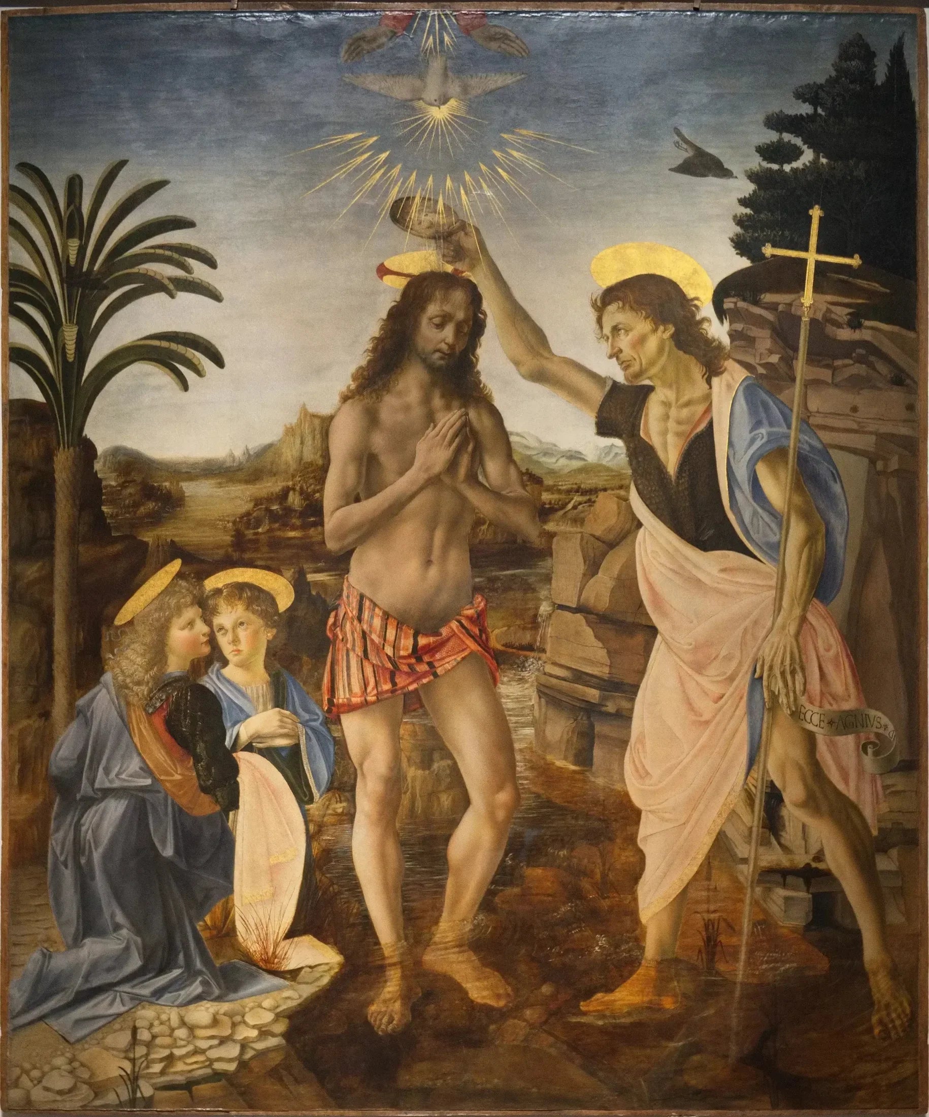 Le Baptême du Christ - Léonard de Vinci image 1 copie de tableau peinte à la main