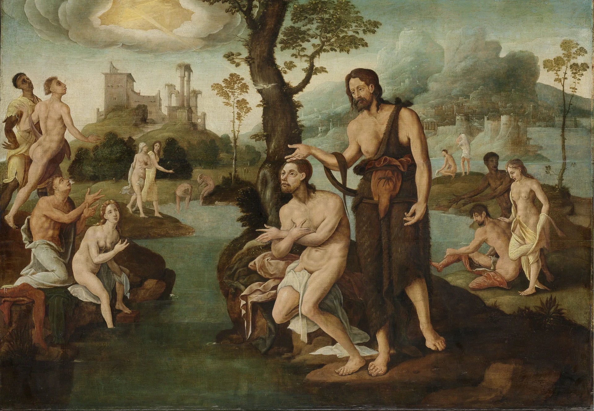 Le baptême du Christ - Maarten van Heemskerck image 1 reproduction artisanale de tableau
