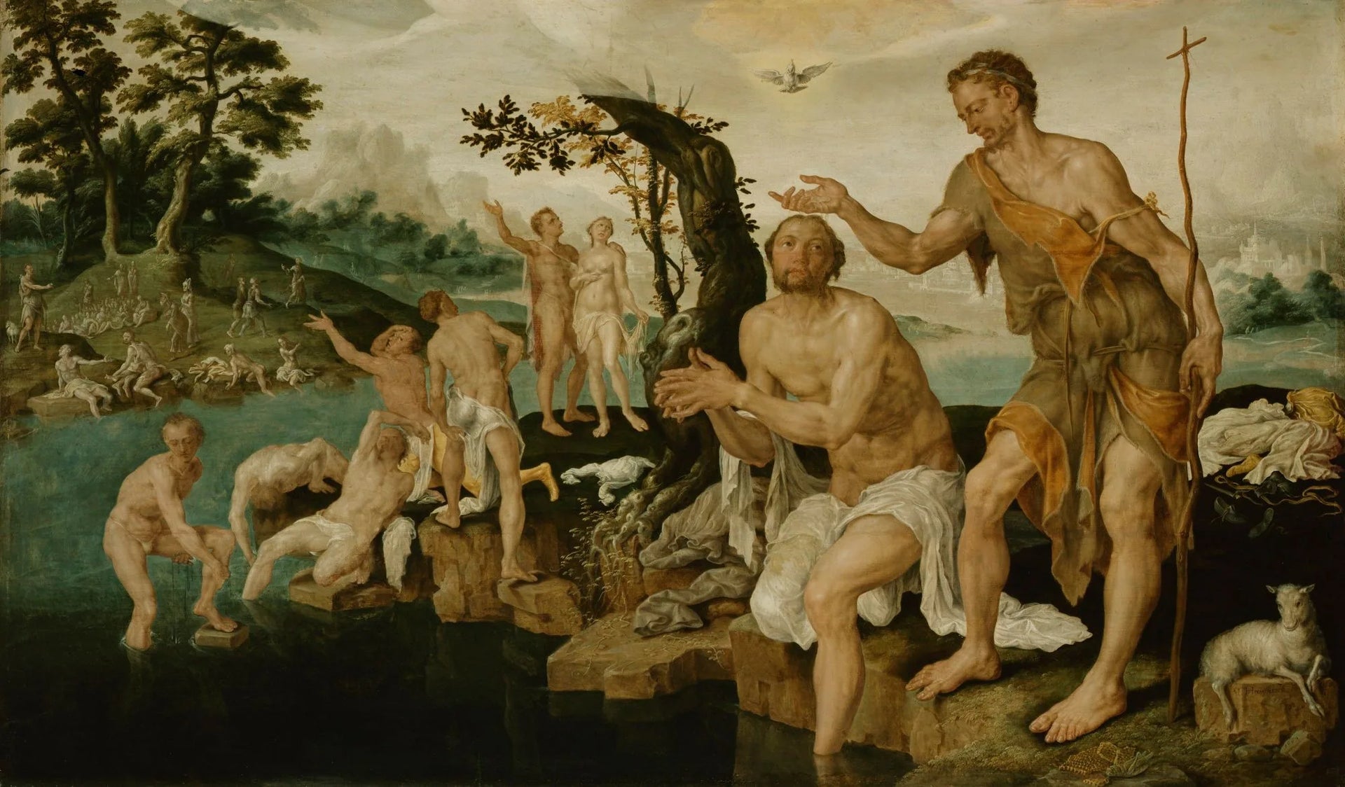 Le baptême du Christ - Maarten van Heemskerck image 1 tableau peint à l’huile sur toile